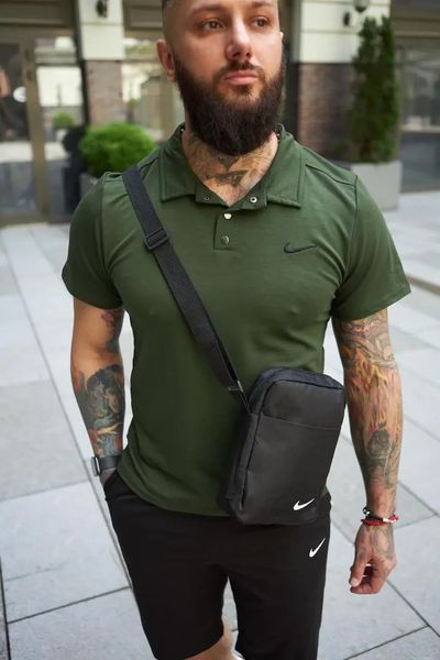 Спортивный комплект мужской Nike поло хаки+шорты черные+барсетка летний костюм трикотажный повседневный XXL 2657713893 фото