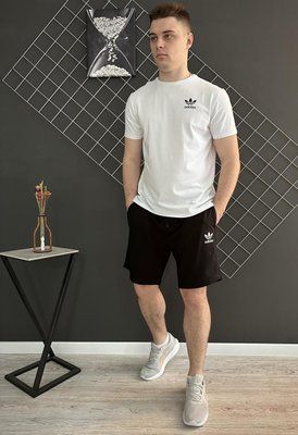 Спортивний Костюм Чоловічий Літній чорні шорти біла футболка Adidas спортивний комплект 2606906064 фото