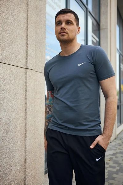 Спортивний комплект чоловічий Nike темно-сіра футболка+чорні шорти літній костюм трикотажний найк повсякденний XL 2656667283 фото