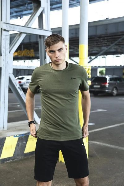 Спортивний комплект чоловічий Nike футболка хакі+ шорти чорні + барсетка костюм літній найк повсякденний M 2657452179 фото