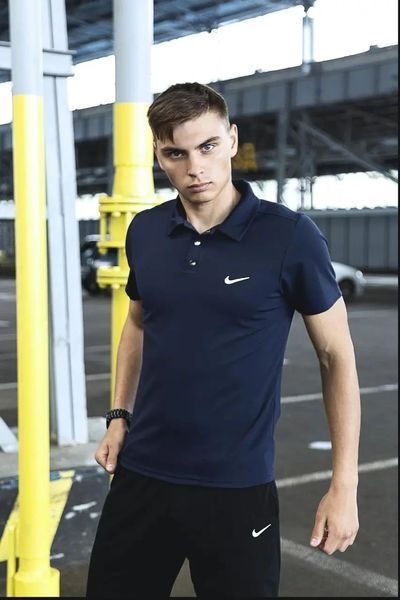 Спортивный комплект мужской Nike поло темно-синяя+шорты черные+барсетка летний костюм трикотажный повседневный M 2657716887 фото