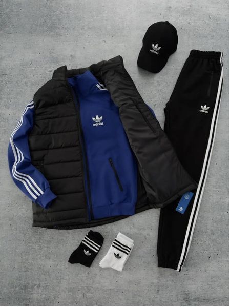 Комплект мужской Адидас Adidas спортивный костюм жилетка кепка весенний осенний M 2626554624 фото