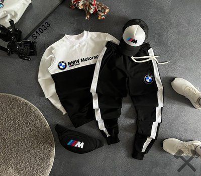 Комплект мужской Bmw Motorsport черный спортивный костюм свитшот штаны кепка бананка бмв весна лето осень M 2626172712 фото