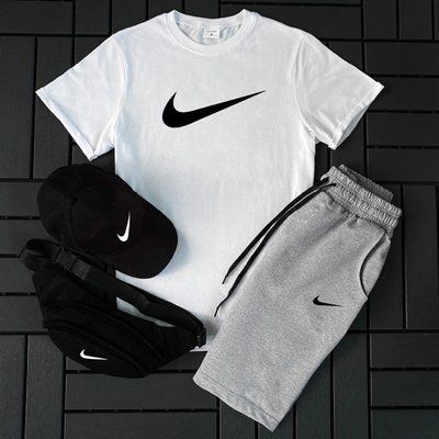 Літній чоловічий костюм Nike Футболка+Шорти+ Кепка+Бананка у подарунок XXL 2609151506 фото