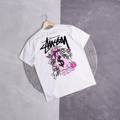 Футболка мужская Stussy angel money белая летняя трикотажная тенниска M 2612876948 фото
