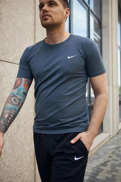 Спортивний комплект чоловічий Nike темно-сіра футболка+чорні шорти літній костюм трикотажний найк повсякденний XXL 2656667284 фото