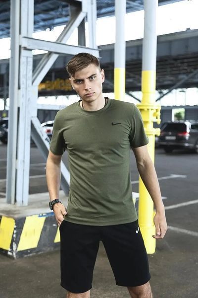 Спортивний комплект чоловічий Nike футболка хакі+ шорти чорні + барсетка костюм літній найк повсякденний L 2657452180 фото