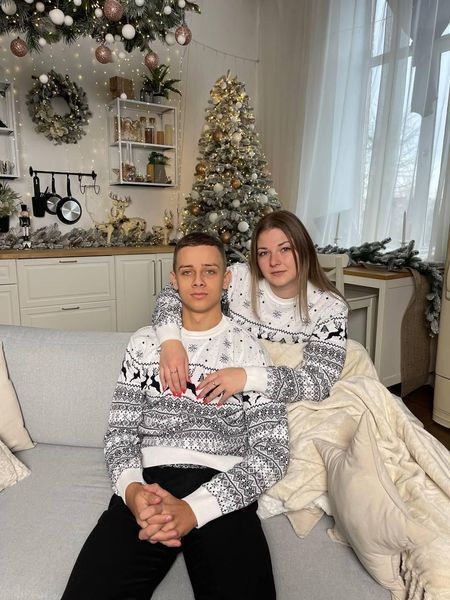 Светр новорічний з оленями чоловічий в'язаний вовняний L 2384778145 фото