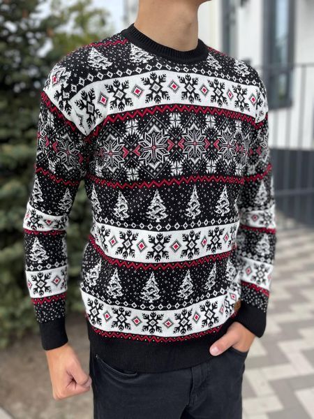 Светр новорічний з оленями чоловічий в'язаний вовняний XL (L) 2384778095 фото