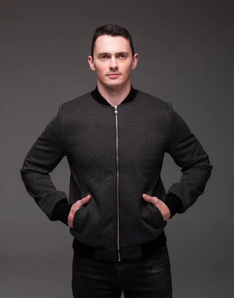 Бомбер чоловічий базовий чорний кашеміровий у дрібну клітину легкий куртка весна осінь повсякдениий M 2669337841 фото