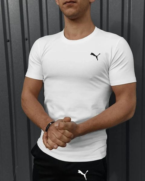 Комплект чоловічий спортивний Puma біла футболка+чорні шорти костюм літній трикотажний пума повсякденний XXL 2655570185 фото