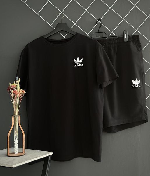 Спортивний Костюм чоловічий Літній шорти футболка Adidas чорний спортивний комплект 2606906065 фото