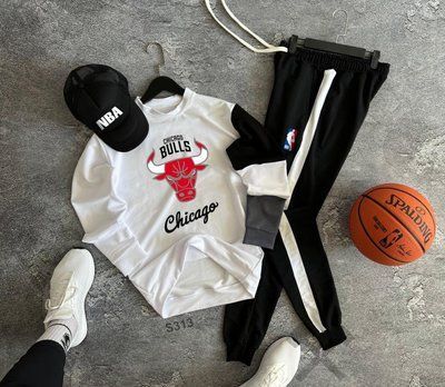 Спортивный костюм мужской Chicago Bulls NBA белый весенний осенний летний чикаго буллз нба кепка в подарок 2622876457 фото