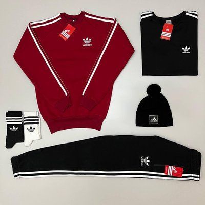 Комплект мужской зимний Адидас Adidas спортивный костюм на флисе шапка футболка носки набор зимний 2634273523 фото