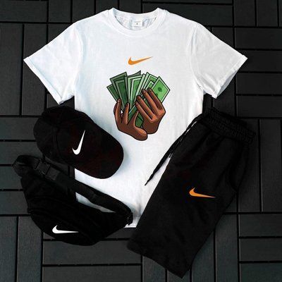 Чоловічий літній костюм Nike Шорти + Футболка + Кепка + Бананка у подарунок XL 2609213774 фото