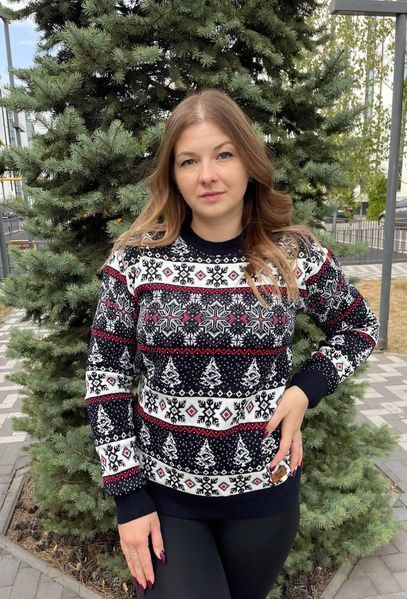 Светр новорічний з оленями чоловічий в'язаний вовняний XXL (XL) 2384778096 фото
