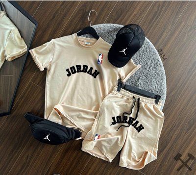 Костюм чоловічий літній jordan шорти футболка кепка бананка спортивний комплект джордан L 2609151597 фото