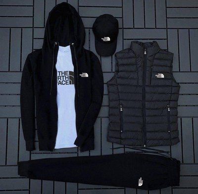 Спортивный костюм The North Face мужской жилетка футболка кепка комплект весенний осенний XL 2615513901 фото