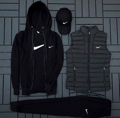 Спортивный костюм Найк Nike мужской жилетка футболка кепка комплект весенний осенний 2615154840 фото