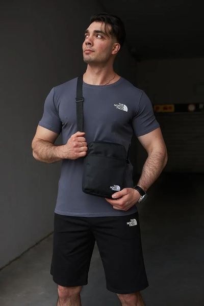Комплект спортивний чоловічий The North Face футболка темно-сіра+шорти чорні+барсетка літній костюм норс фейс XXL 2657542900 фото