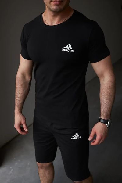 Комплект спортивний чоловічий Adidas чорний футболка шорти костюм літній трикотажний адідас повсякденний M 2656563979 фото