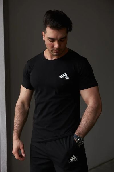 Комплект спортивний чоловічий Adidas чорний футболка шорти костюм літній трикотажний адідас повсякденний M 2656563979 фото