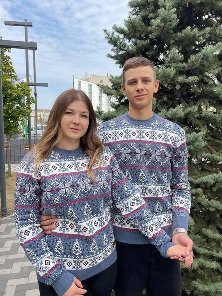 Светр новорічний з оленями чоловічий в'язаний вовняний 2384778097 фото