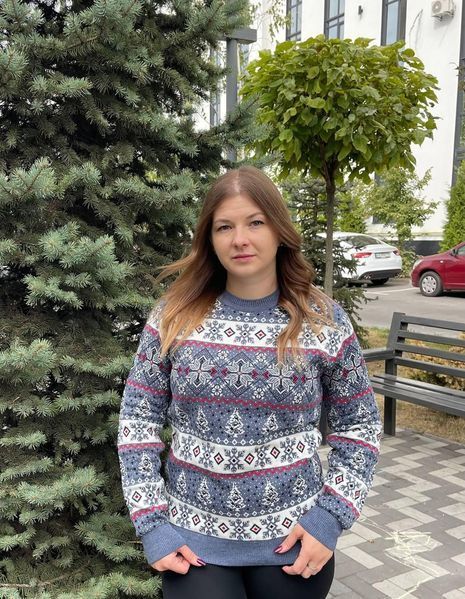 Светр новорічний з оленями чоловічий в'язаний вовняний 2384778097 фото