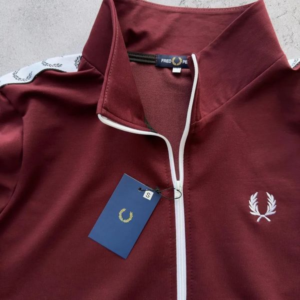 Кофта чоловіча Fred Perry бордова осіння весняна літня зіп-худі двунитка комір- стійка L 2611841745 фото