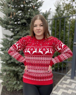Свитер женский новогодний с оленями теплая женская зимняя кофта L 2384853225 фото