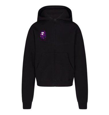 Худи мужская с молнией BAPE черная осенняя весенняя летняя спортивная кофта с капюшоном двунитка повседневная 2610977097 фото