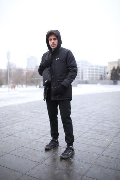 Парка зимова Найк Nike комплект штани з тринитки утеплені + Барсетка та рукавички У Подарунок! 2400533780 фото