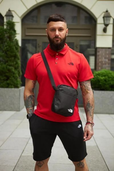 Комплект спортивний чоловічий The North Face поло червоне+шорти чорні+барсетка літній костюм норс фейс XL 2657552575 фото