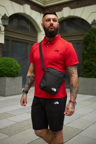 Комплект спортивний чоловічий The North Face поло червоне+шорти чорні+барсетка літній костюм норс фейс XL 2657552575 фото