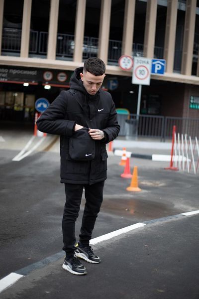 Парка зимова Найк Nike комплект штани з тринитки утеплені + Барсетка та рукавички У Подарунок! 2400533780 фото