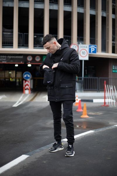 Парка зимова Найк Nike комплект штани з тринитки утеплені + Барсетка та рукавички У Подарунок! 2400533780 фото