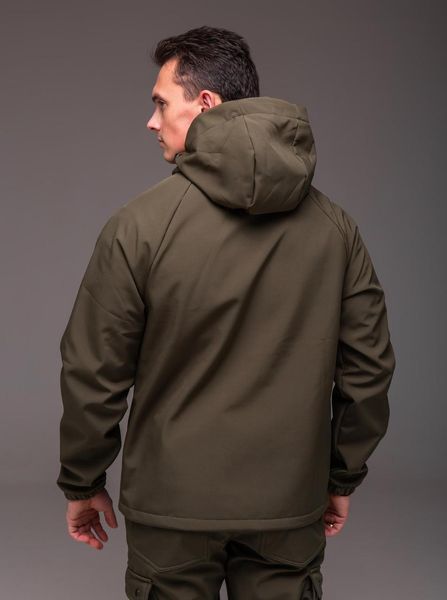 Куртка чоловіча Анорак Softshell хакі на флісі водовідштовхувальна з капюшоном легка весна осінь повсякденна 2666703186 фото