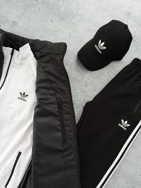 Комплект мужской Адидас Adidas спортивный костюм жилетка кепка весенний осенний 2623042033 фото