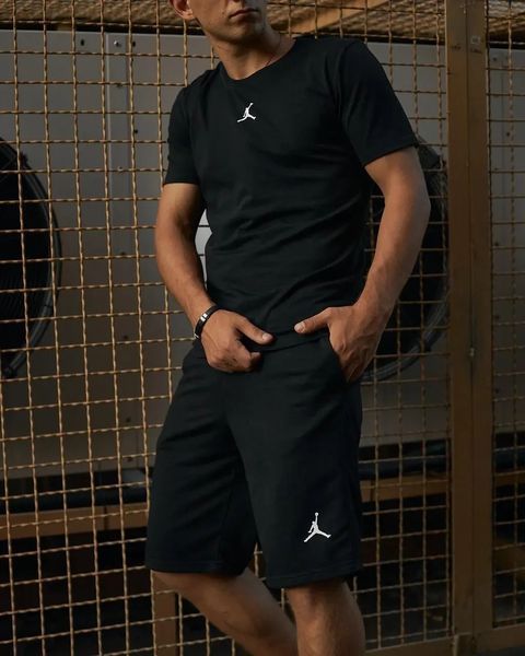 Спортивний комплект чоловічий Jordan чорний футболка шорти літній костюм трикотажний джордан повсякденний 2657859788 фото