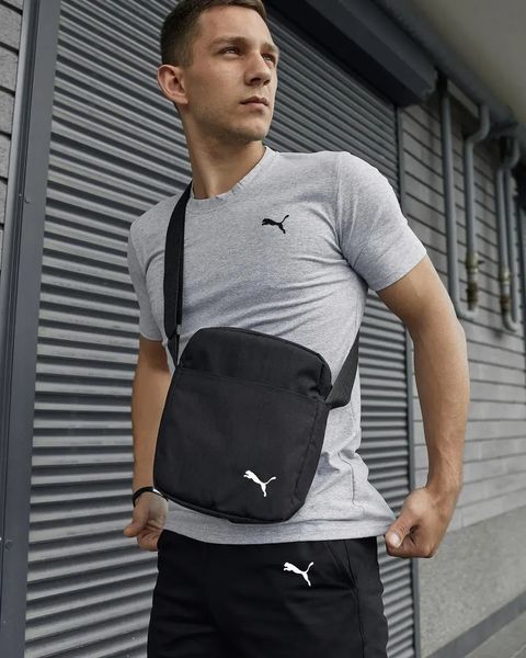 Комплект чоловічий спортивний Puma сіра футболка+чорні шорти+чорна барсетка костюм літній пума 3XL 2656518656 фото