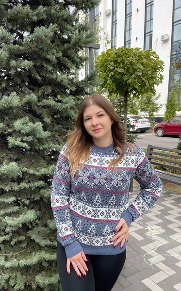 Светр новорічний з оленями чоловічий в'язаний вовняний XL (L) 2384778098 фото
