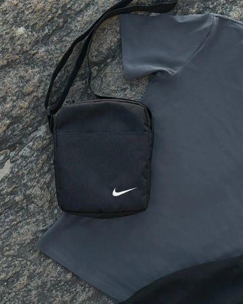 Спортивний комплект чоловічий Nike темно-сіра футболка+чорні шорти+барсетка літній костюм трикотажний найк L 2656669725 фото