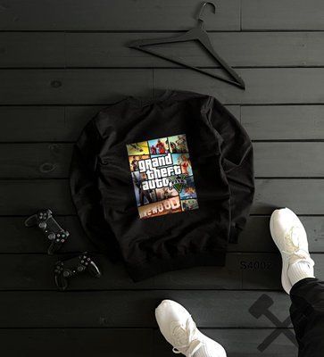 Толстовка чоловіча GTA чорна світшот однотонна кофта з принтом бавовняна весна осінь гта повсякденна 2671391744 фото