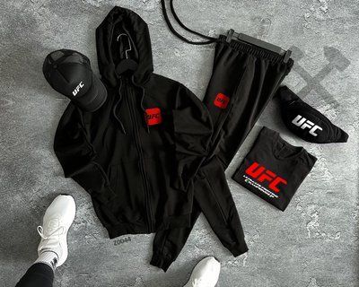 Спортивный костюм мужской UFC черный комплект футболка кепка бананка юфс осенний весенний летний XXL 2621843833 фото