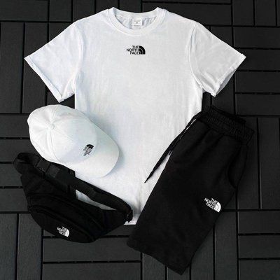 Чоловічий літній костюм The North Face Футболка + Шорти + Кепка + Бананка у подарунок XL 2608953872 фото