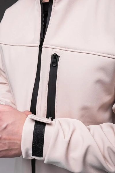 Куртка чоловіча Softshell бежева базова куртка легка тепла осінь весна комір-стійка з блискавкою однотонна L 2667429620 фото