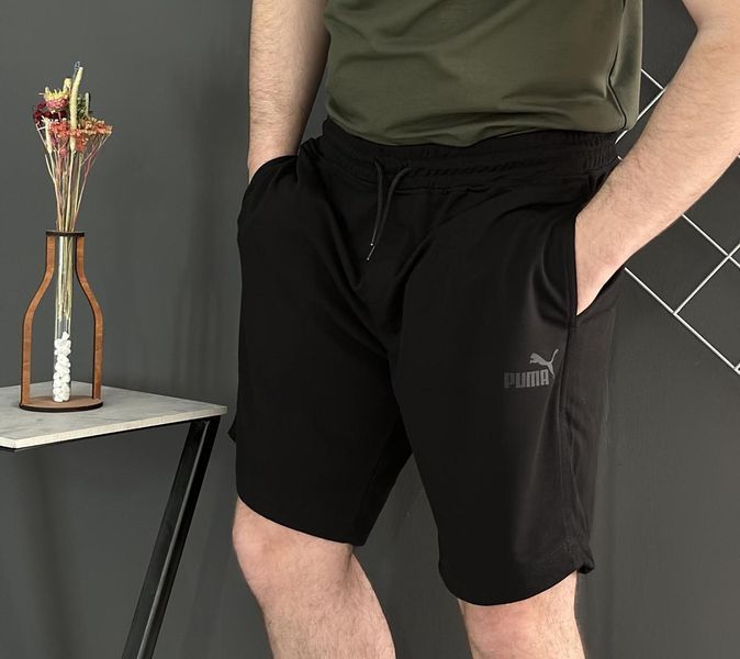 Спортивний Костюм Чоловічий Літній Puma чорні шорти хакі футболка спортивний комплект 2606906069 фото