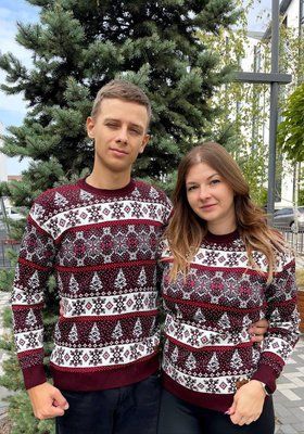Светр новорічний з оленями чоловічий в'язаний вовняний 2384778100 фото