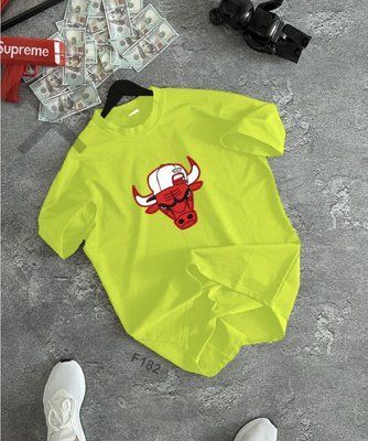 Футболка мужская оверсайз Chicago Bulls желтая с принтом широкая тенниска на лето XL 2601875627 фото