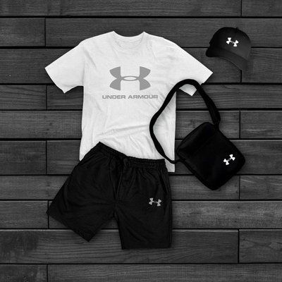 Літній чоловічий костюм Under Armour Футболка+Шорти+ Кепка+Барсетка у подарунок XL 2609002193 фото